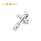 POH KONG 750/18K White Gold With Diamond Intertwined Ribbon Cross Pendant