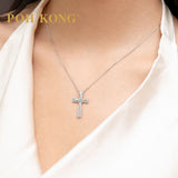 POH KONG 750/18K White Gold With Diamond Intertwined Ribbon Cross Pendant