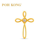 POH KONG 916/22K Yellow Gold With Diamond Intertwined Cross Pendant
