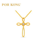 POH KONG 916/22K Yellow Gold With Diamond Intertwined Cross Pendant