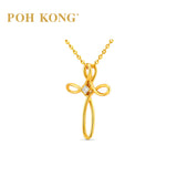POH KONG 916/22K Yellow Gold With Diamond Intertwined Cross Pendant