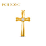POH KONG 750/18K Yellow Gold With Diamond Intertwined Ribbon Cross Pendant