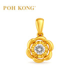 POH KONG 750/18K Yellow Gold With Diamond Six-Petal Blossom Pendant