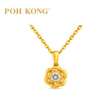 POH KONG 750/18K Yellow Gold With Diamond Six-Petal Blossom Pendant