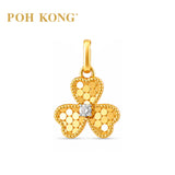 POH KONG 750/18K Yellow Gold With Diamond Three-Leaf Clover Pendant