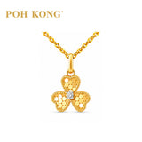 POH KONG 750/18K Yellow Gold With Diamond Three-Leaf Clover Pendant