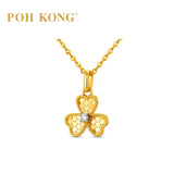 POH KONG 750/18K Yellow Gold With Diamond Three-Leaf Clover Pendant