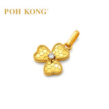 POH KONG 750/18K Yellow Gold With Diamond Three-Leaf Clover Pendant