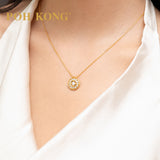 POH KONG 750/18K Yellow Gold With Diamond Double Circle Pendant