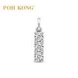POH KONG 750/18K White Gold With Triple Diamond Vertical Bar Pendant
