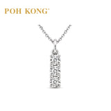 POH KONG 750/18K White Gold With Triple Diamond Vertical Bar Pendant
