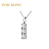 POH KONG 750/18K White Gold With Triple Diamond Vertical Bar Pendant
