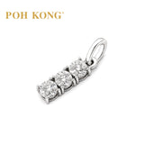 POH KONG 750/18K White Gold With Triple Diamond Vertical Bar Pendant