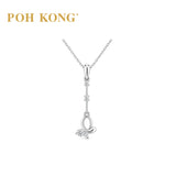POH KONG 750/18K White Gold With Diamond Butterfly Linear Drop Pendant