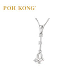 POH KONG 750/18K White Gold With Diamond Butterfly Linear Drop Pendant