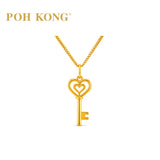 POH KONG 916/22K Yellow Gold Eternal Heart Key Pendant
