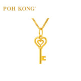 POH KONG 916/22K Yellow Gold Eternal Heart Key Pendant