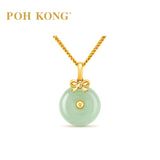POH KONG 750/18K Yellow Gold Serene Fortune Jade Pendant