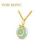POH KONG 750/18K Yellow Gold Serene Fortune Jade Pendant