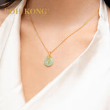 POH KONG 750/18K Yellow Gold Serene Fortune Jade Pendant