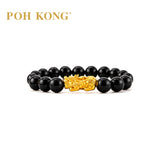 POH KONG 999.9/24K Yellow Gold Obsidian Fortune Pixiu Bracelet