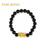 POH KONG 999.9/24K Yellow Gold Obsidian Fortune Pixiu Bracelet