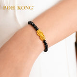 POH KONG 999.9/24K Yellow Gold Obsidian Fortune Pixiu Bracelet
