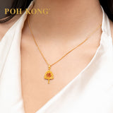 POH KONG 916/22K Yellow Gold Divine Golden Leaf “Buddha” Pendant