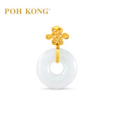 POH KONG 750/18K Yellow Gold Infinity Knot White Jade Pendant