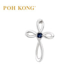 POH KONG 750/18K White Gold Celestial Faith Blue Sapphire Cross Pendant