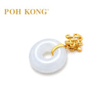 POH KONG 750/18K Yellow Gold Infinity Knot White Jade Pendant