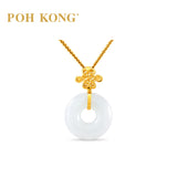 POH KONG 750/18K Yellow Gold Infinity Knot White Jade Pendant