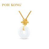 POH KONG 750/18K Yellow Gold Infinity Knot White Jade Pendant