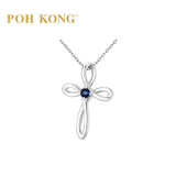 POH KONG 750/18K White Gold Celestial Faith Blue Sapphire Cross Pendant