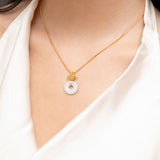 POH KONG 750/18K Yellow Gold Infinity Knot White Jade Pendant