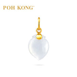 POH KONG 750/18K Yellow Gold Peach of Longevity Jade Pendant