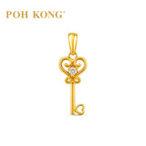 POH KONG 750/18K Yellow Gold Heart Diamond Key Pendant