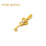 POH KONG 750/18K Yellow Gold Heart Diamond Key Pendant