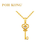 POH KONG 750/18K Yellow Gold Heart Diamond Key Pendant