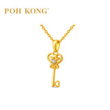 POH KONG 750/18K Yellow Gold Heart Diamond Key Pendant