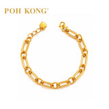 POH KONG 916/22K Yellow Gold Twisted Ring Paperclip Chain Bracelet