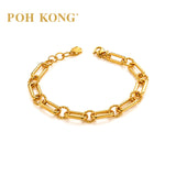 POH KONG 916/22K Yellow Gold Twisted Ring Paperclip Chain Bracelet
