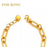 POH KONG 916/22K Yellow Gold Twisted Ring Paperclip Chain Bracelet