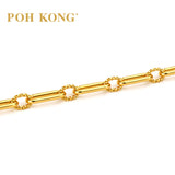 POH KONG 916/22K Yellow Gold Twisted Ring Paperclip Chain Bracelet