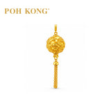 POH KONG 916/22K Yellow Gold Happy Love Fortune Cloud Dragon Tassel Pendant_s