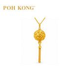 POH KONG 916/22K Yellow Gold Happy Love Fortune Cloud Dragon Tassel Pendant_s