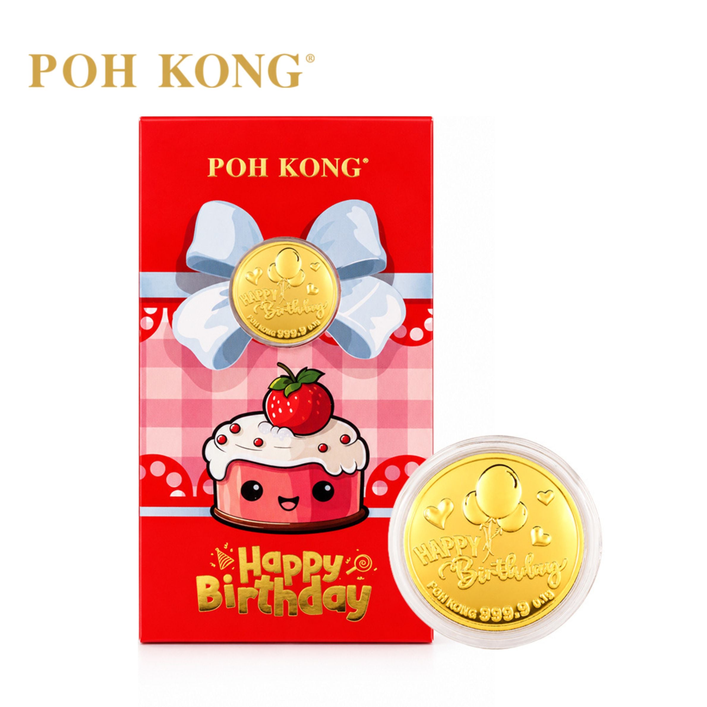 POH KONG 999.9/24K Happy Birthday Gold Wafer Coin