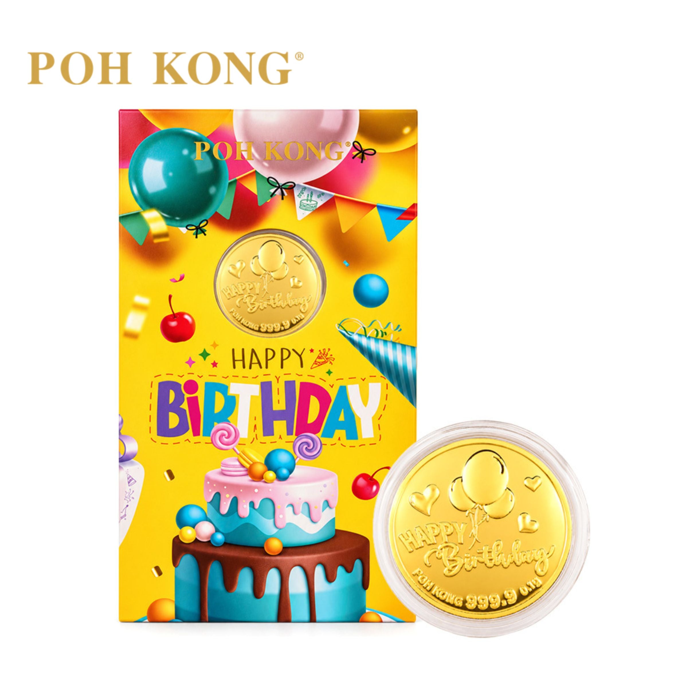 POH KONG 999.9/24K Happy Birthday Gold Wafer Coin
