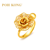 POH KONG 916/22K Yellow Gold Happy Love Double Happiness Rose Ring