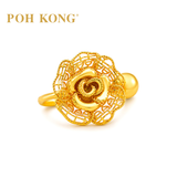 POH KONG 916/22K Yellow Gold Happy Love Double Happiness Rose Ring